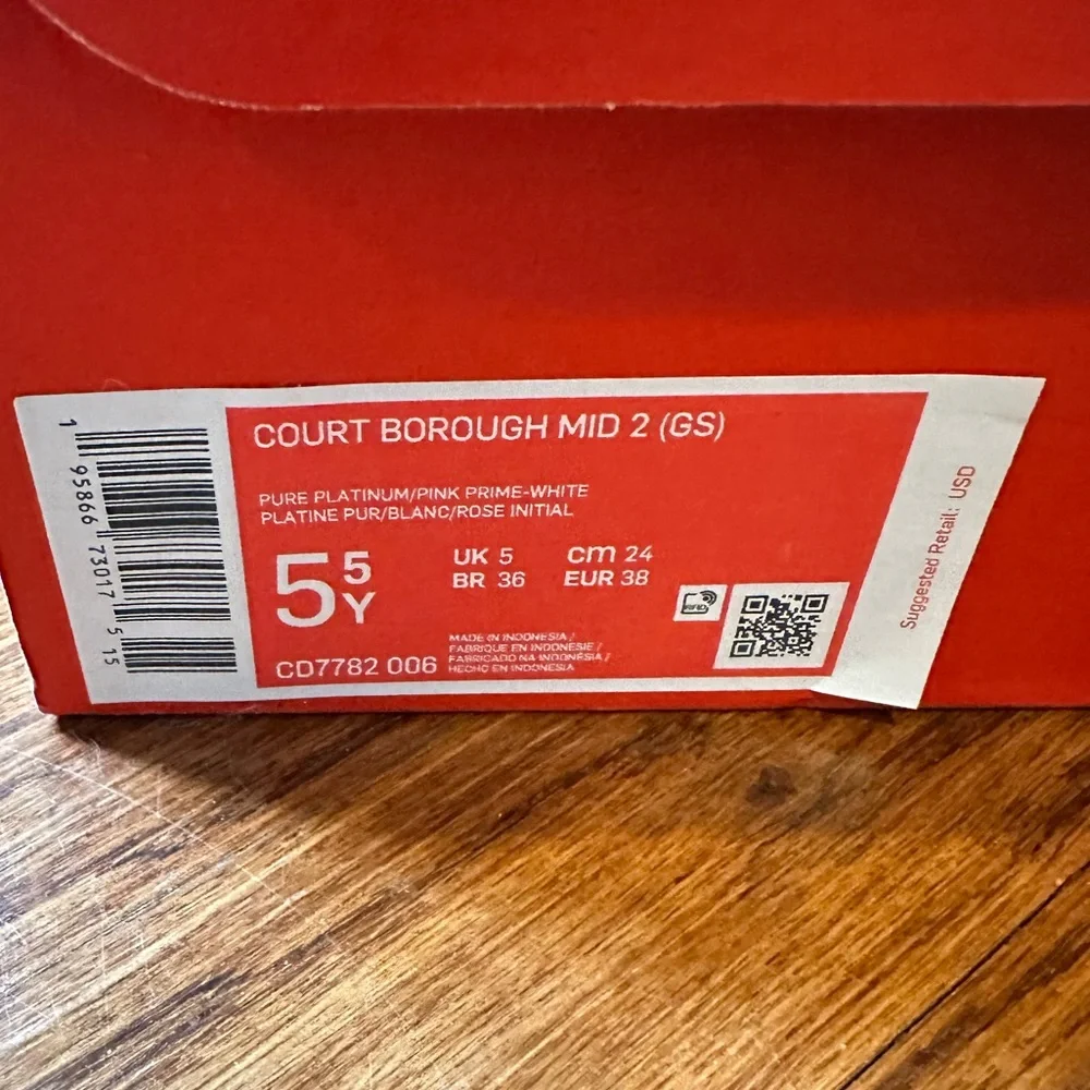 Nike Court Borough Mid 2 (GS) White and Pink Sneakers Classic Design (Youth)
